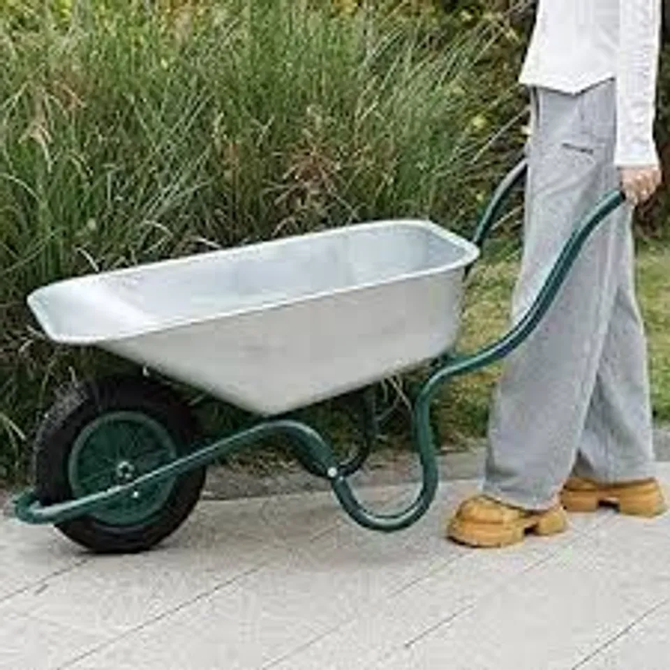 BOXED HEAVY DUTY WHEELBARROW 85L LITRE STEEL OUTDOOR WHEEL BARROW PNEUMATIC
