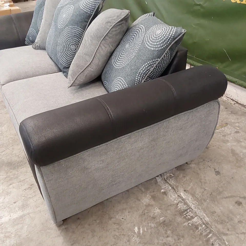 QUALITY DESIGNER DANUBE 3 SEATER SOFA - BLACK/GREY