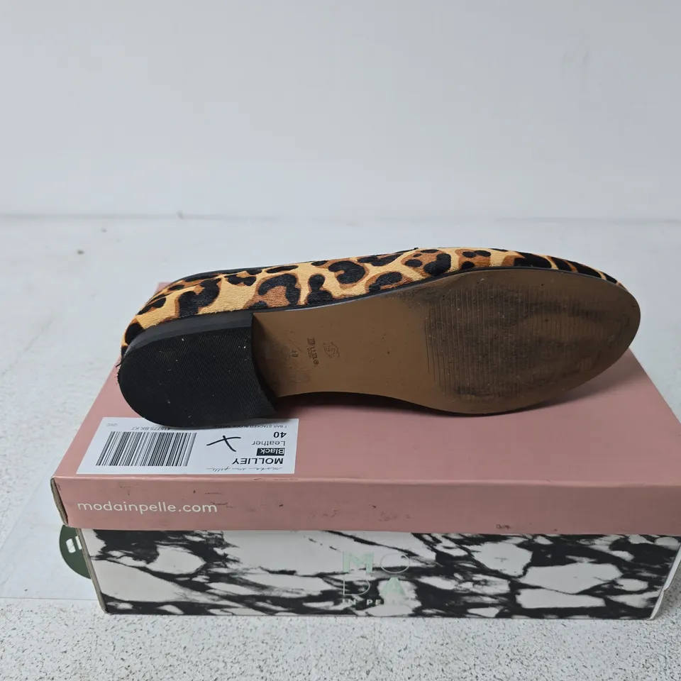 DUNE LEOPARD PRINT LOAFERS WITH GOLD BUCKLE – WOMEN'S SHOES SIZE 40