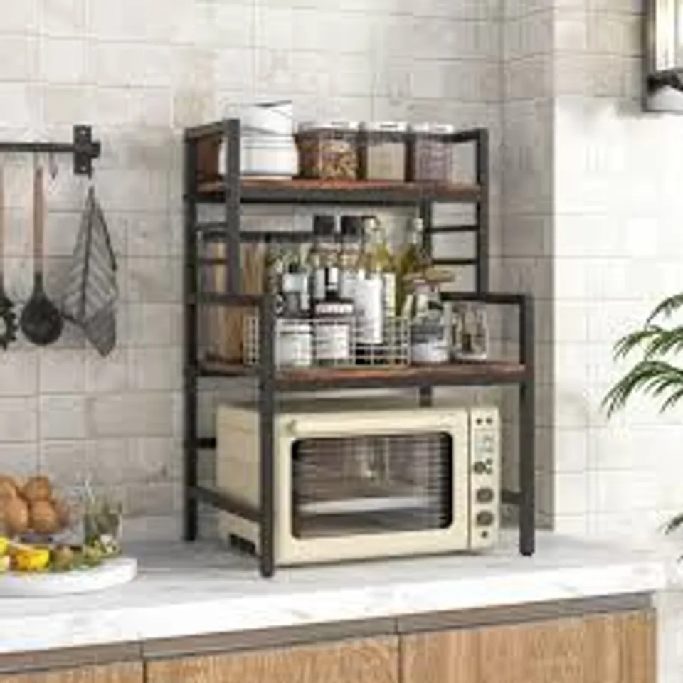 BOXED 3 TIER MICROWAVE STAND WITH STORAGE SHELVES FOR KITCHEN