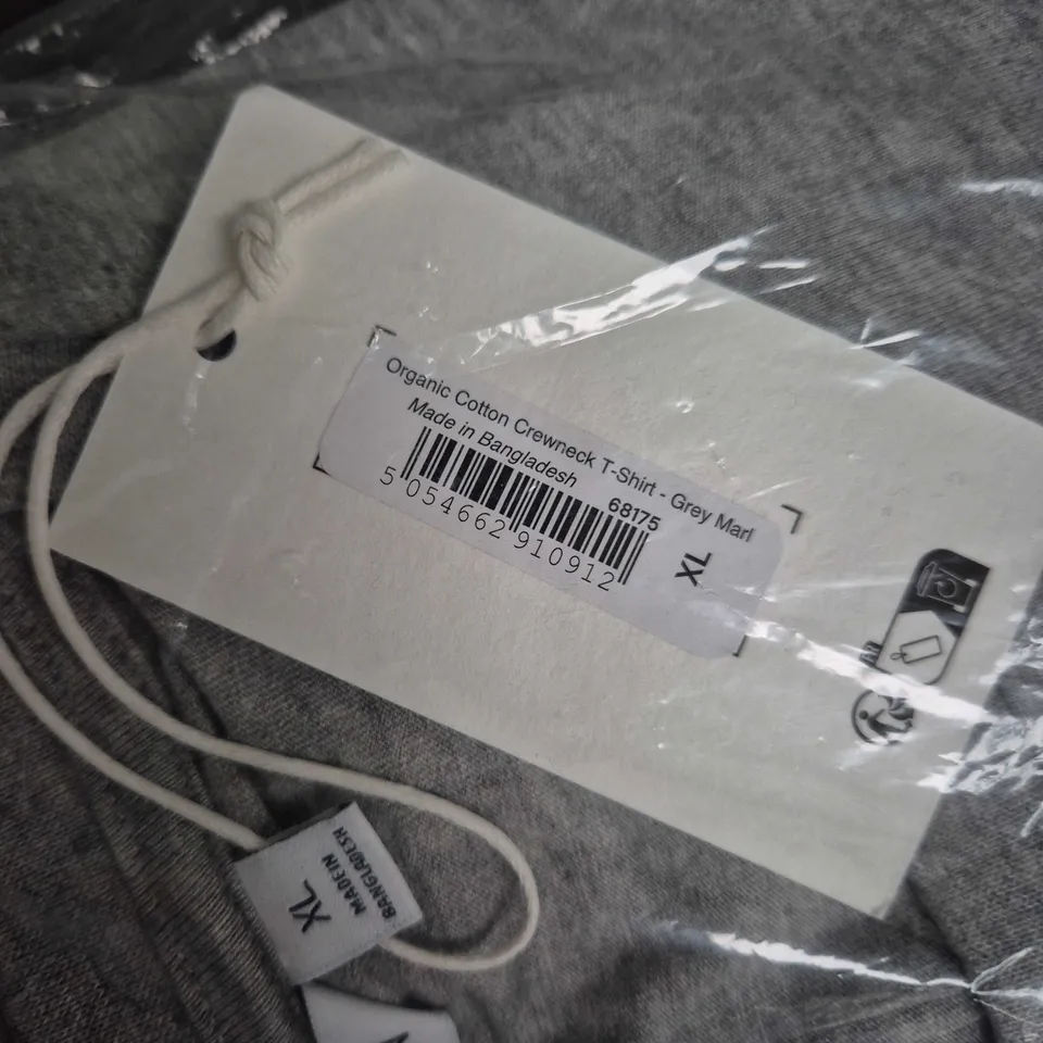BAGGED TM LEWIN ORGANIC COTTON CREWNECK T-SHIRT – GREY MARL – XL (MEN'S)