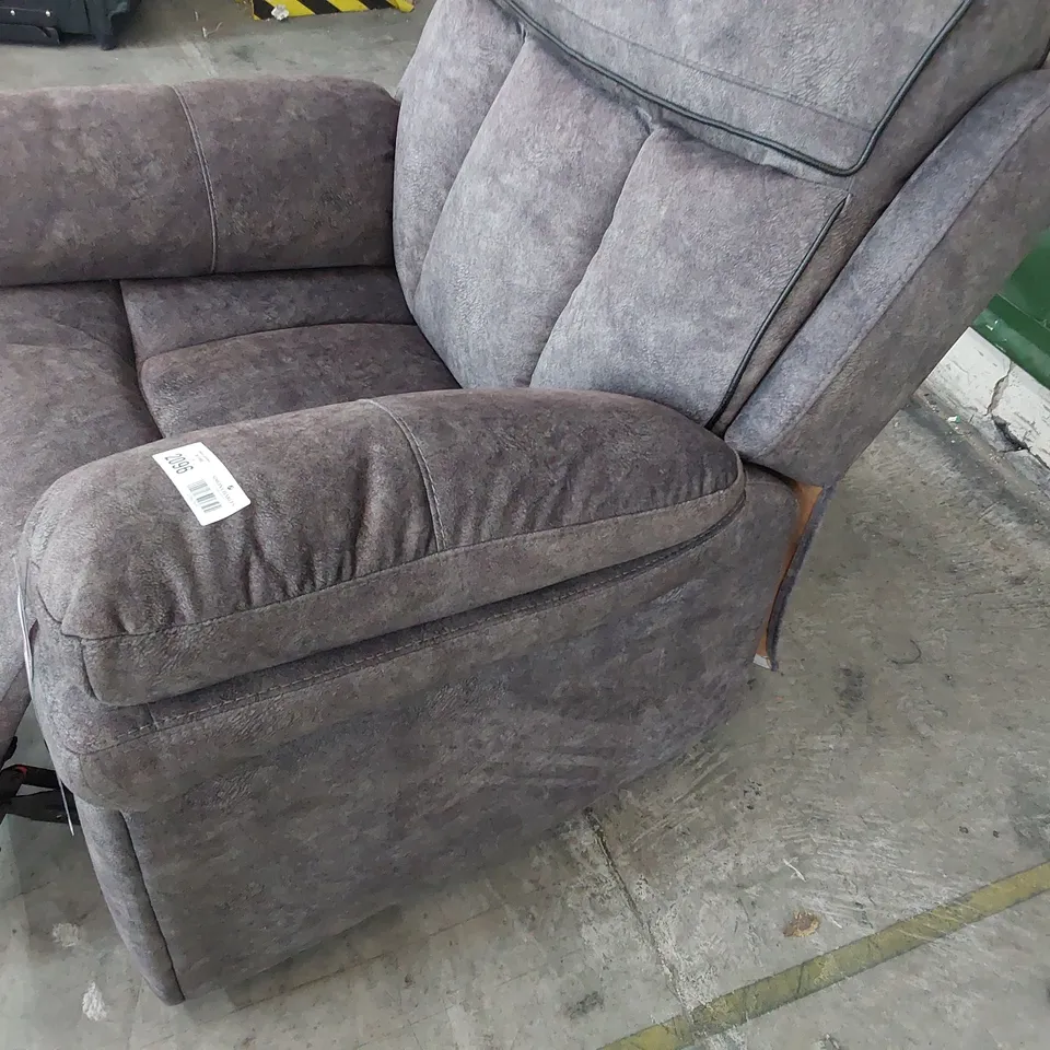 DESIGNER ORION POWER RECLINING EASY CHAIR CHARCOAL SUEDE WITH BLACK PIPING