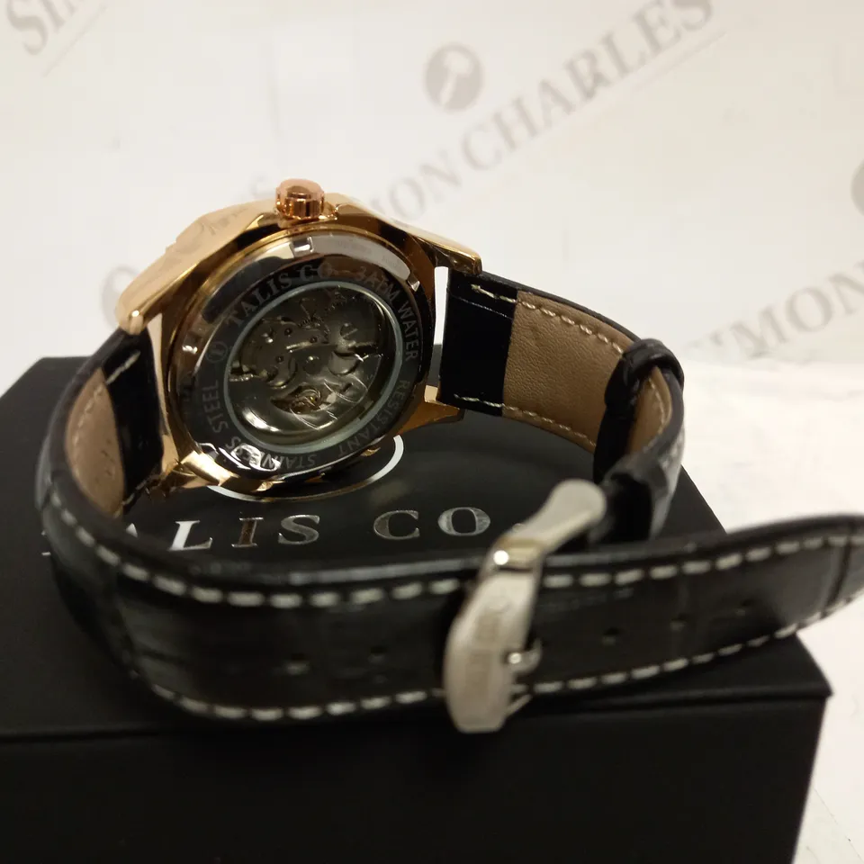 TALIS SKELETON LEATHER STRAP WRISTWATCH RRP £515