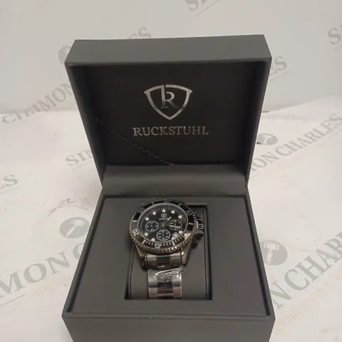 MENS RUCKSTUHL CHRONOGRAPH 8829 WATCH – BLACK DIAL - STAINLESS STEEL STRAP – 3ATM WATER RESISTANT – DATE FUNCTION