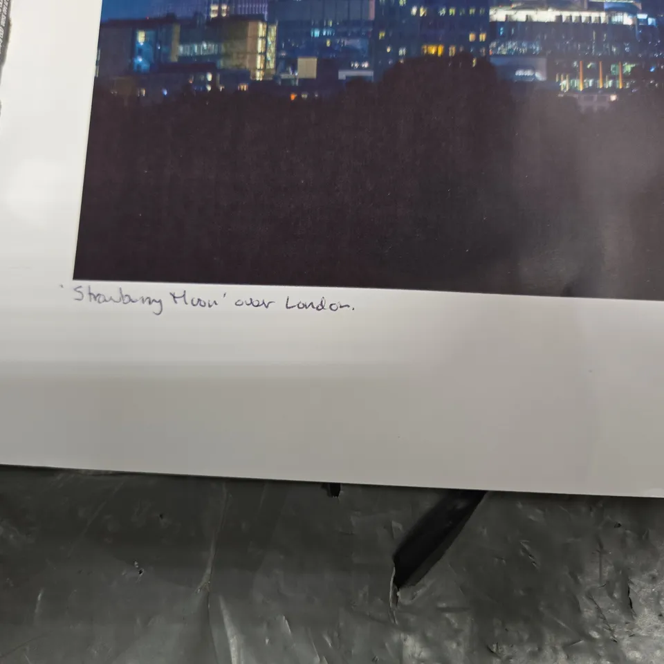 STRAWBERRY MOON OVER LONDON PHOTOGRAPH- NIGHT CITYSCAPE PRINT – MOON OVER LONDON (VERIFY)