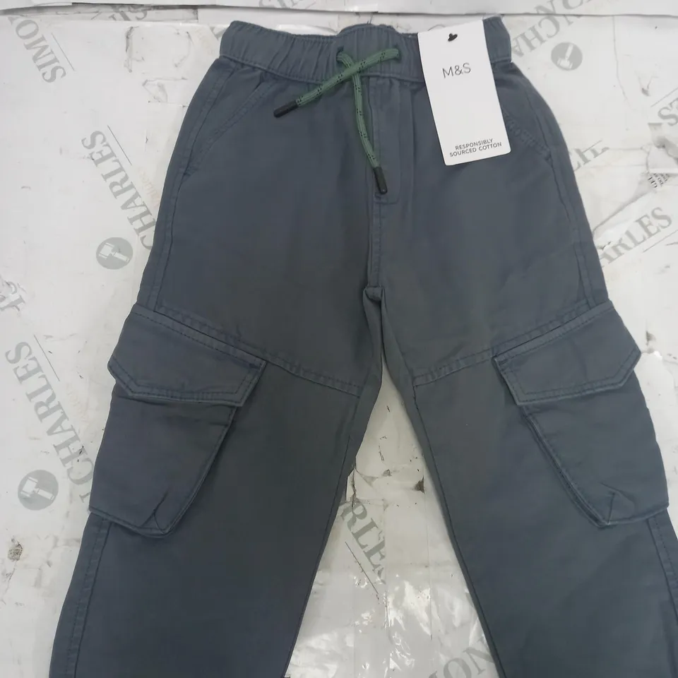 M&S KIDS BLUE/GREY CARGO PANTS SIZE 2-3YRS