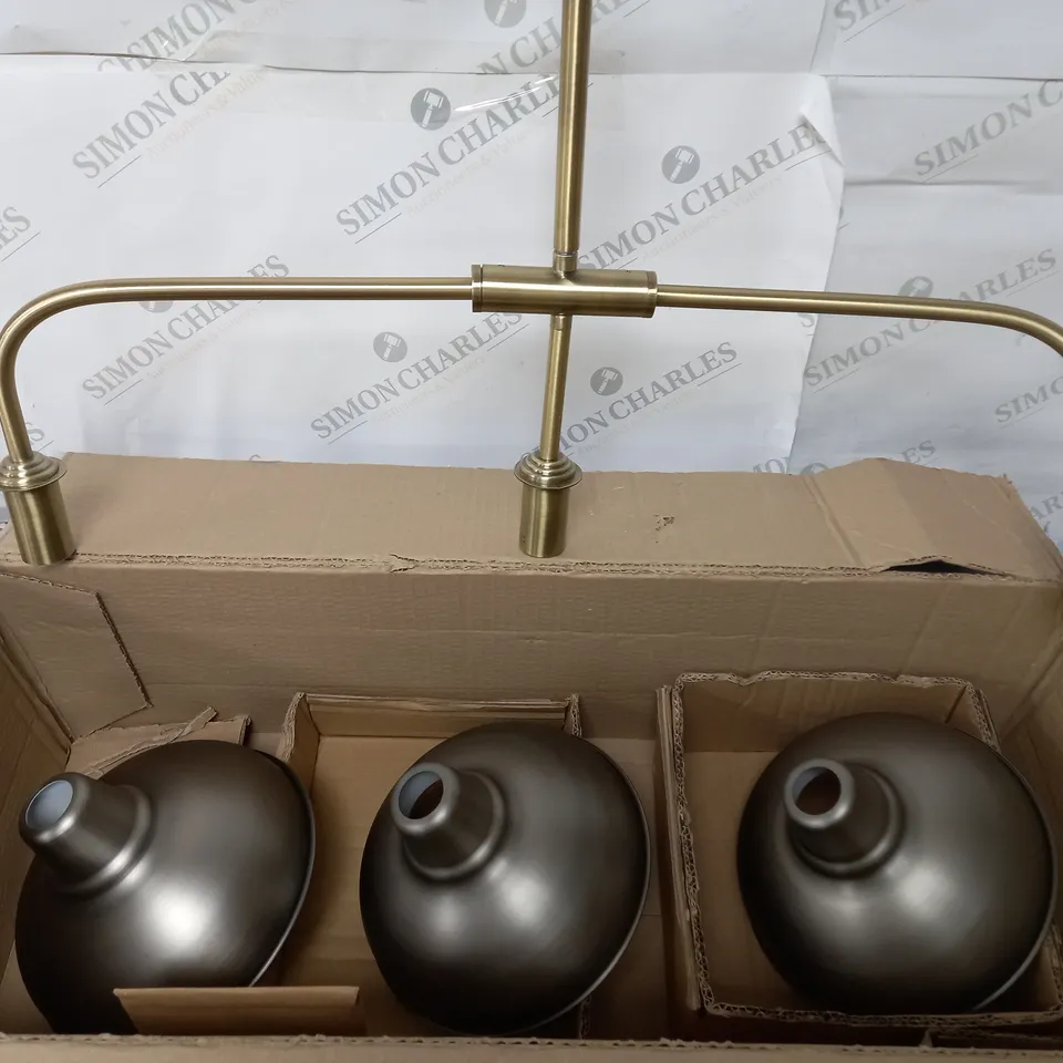 Hemstone 3 Light Bar Pendant - Pewter/Antique Brass RRP £80