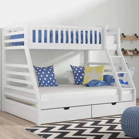 BOXED ANGELYNN 2-DRAWER SOLID WOOD BEDFRAME IN WHITE (2 BOXES)