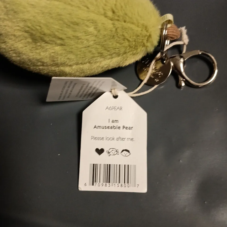 JELLYCAT AMUSEABLE PEAR PLUSH TOY – GREEN WITH BROWN FEET