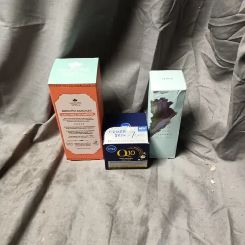 APPROXIMATELY 15 ASSORTED HEALTH AND BEAUTY ITEMS INCLUDING NIVEA Q10 ANTI WRINKLE POWDER, SYRENE OIL TO FOAM CLEANSER AND NATURE SPELL SALT FREE SHAMPOO