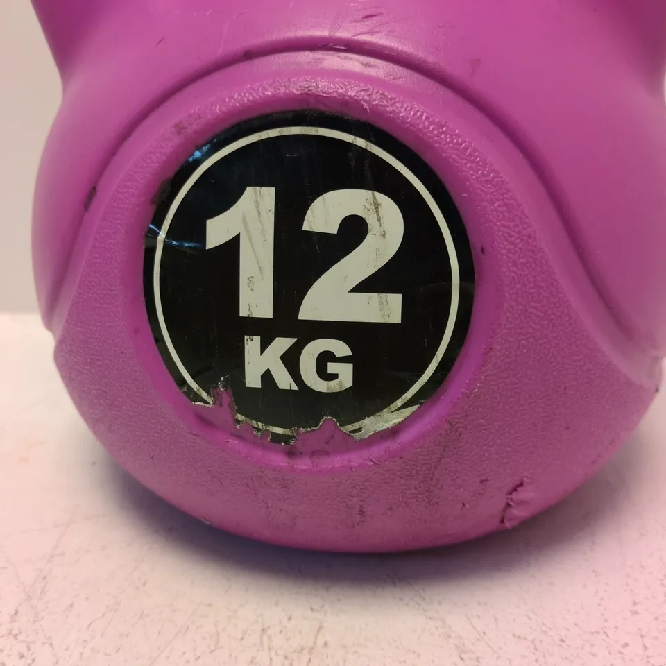 KETTLEBELL – 12 KG, PINK VINYL-COATED