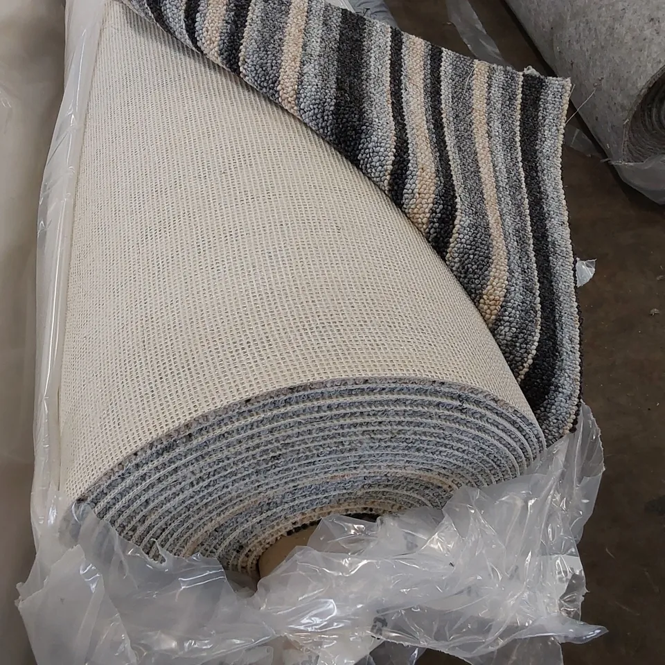 ROLL OF QUALITY GALA STRIPES AB CARPET // SIZE: APPROX 4 X 16.6m