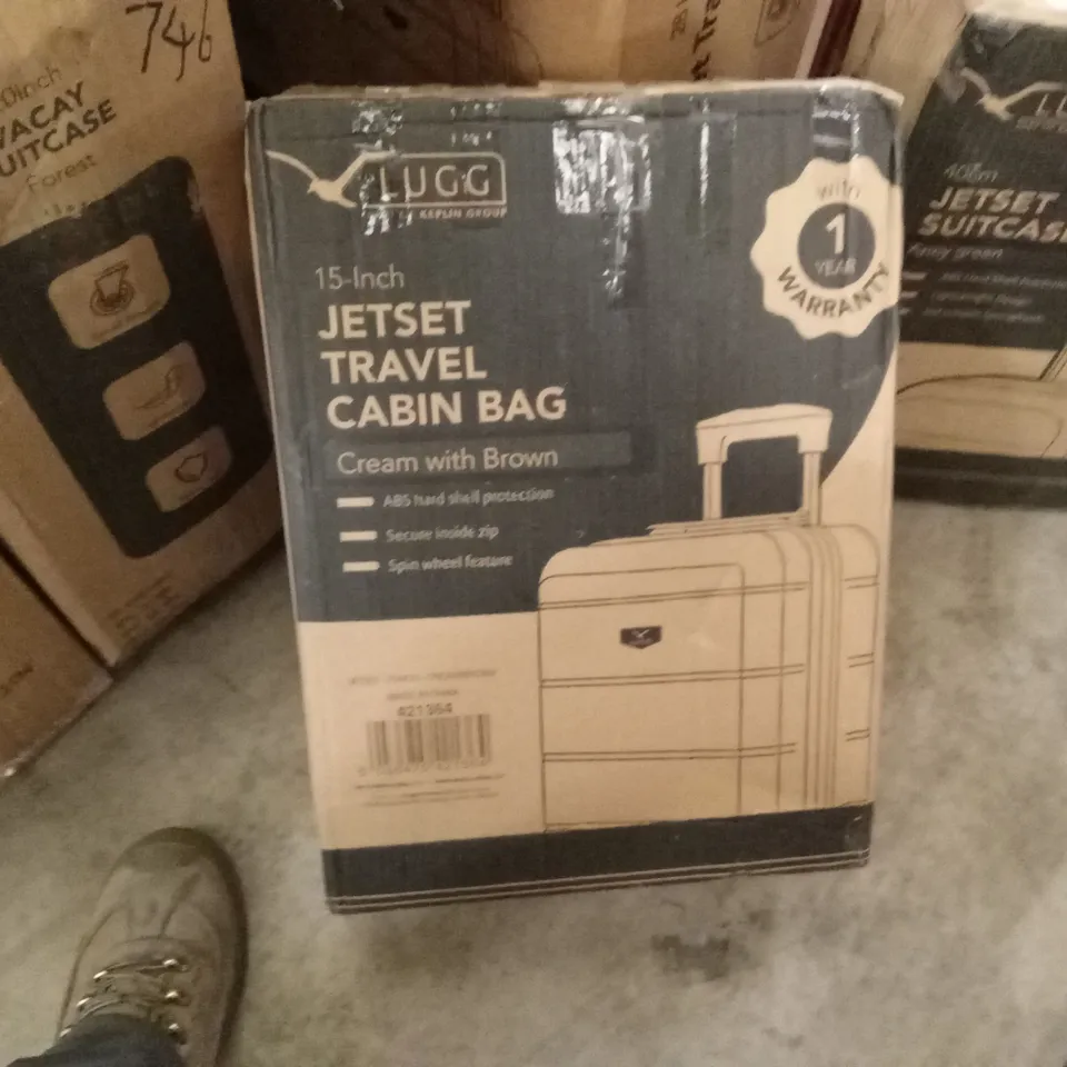 BOXED LUGG - 15 INCH JETSET TRAVEL CABIN BAG CREAM & BROWN
