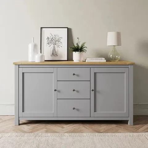 BOXED OLNEY WIDE SIDEBOARD - GREY (2 BOXES)