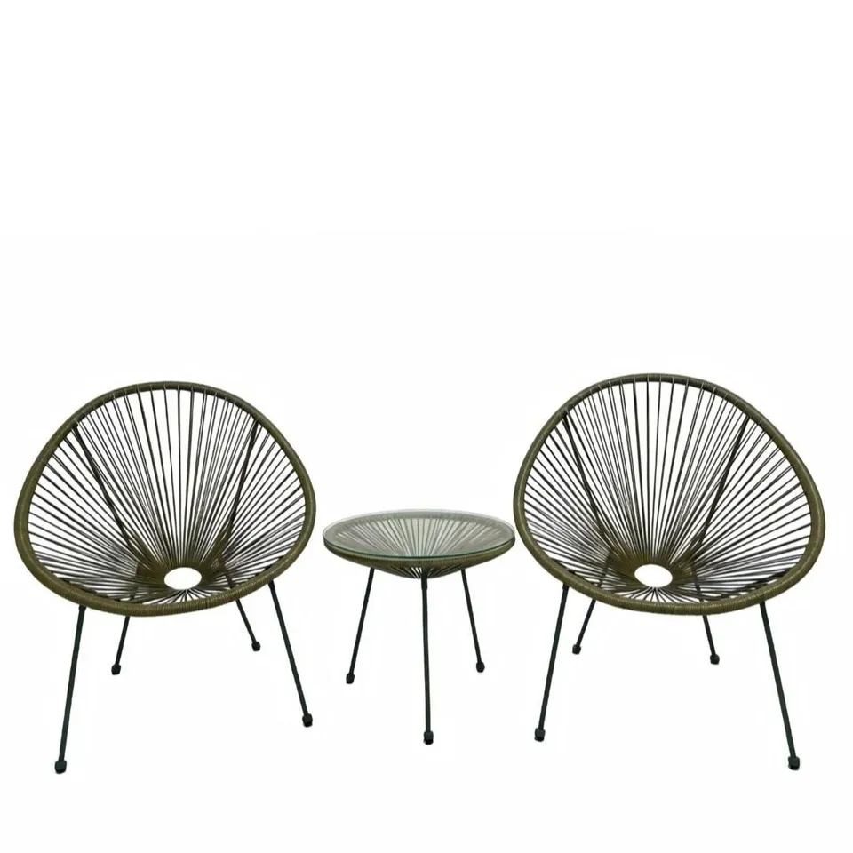 BOXED ACAPULCO CHAIRS AND SIDE TABLE