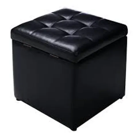BOXED COSTWAY OTTOMAN POUFFE STORAGE BOX LOUNGE SEAT FOOTSTOOL - BLACK