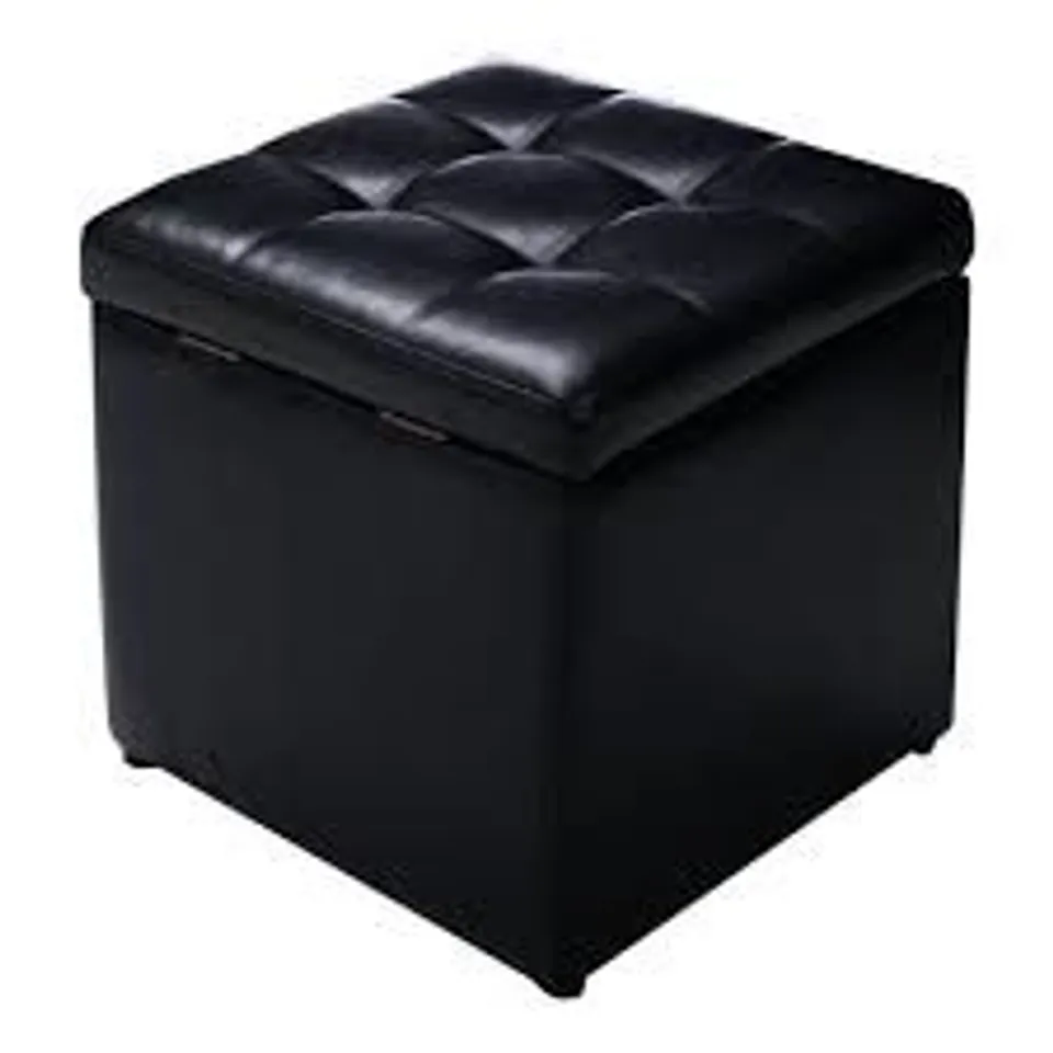 BOXED COSTWAY OTTOMAN POUFFE STORAGE BOX LOUNGE SEAT FOOTSTOOL - BLACK