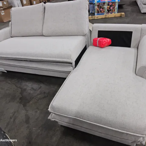 DESIGNER CHAISE SOFA WITH PULL OUT BED NATURAL FABRIC