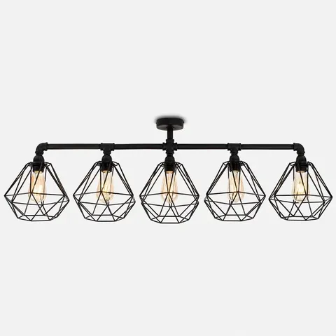 BOXED HANLEY FLUSH MOUNT STEAM PUNK 5 WAY BAR SATIN BLACK CEILING LIGHT (1 BOX)