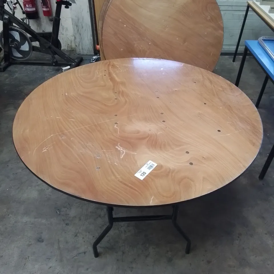 ROUND WOODEN TABLE WITH BLACK LEGS 