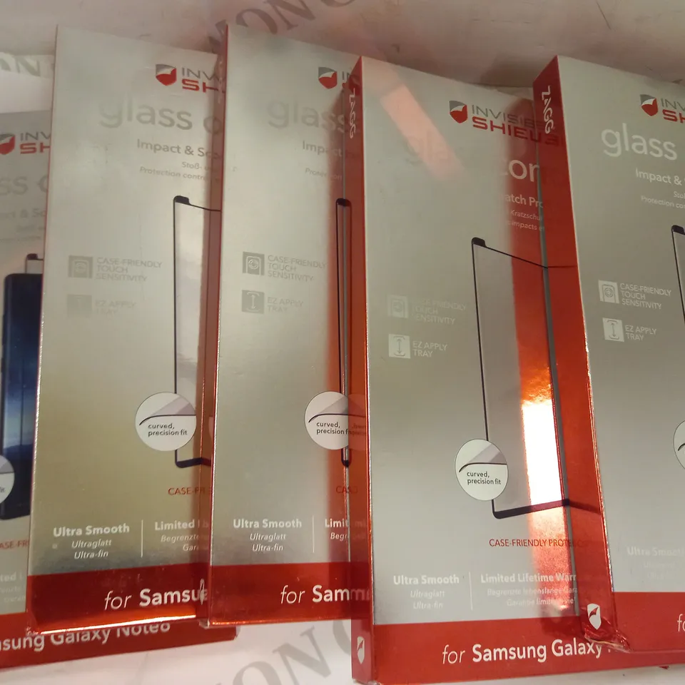 LOT OF APPROXIMATELY 5 ASSORTED INVISIBLE SHIELD GLASS CONTOUR IMPACT & SCRATCH PROTECTION FOR SAMSUNG GALAXY NOTE 8