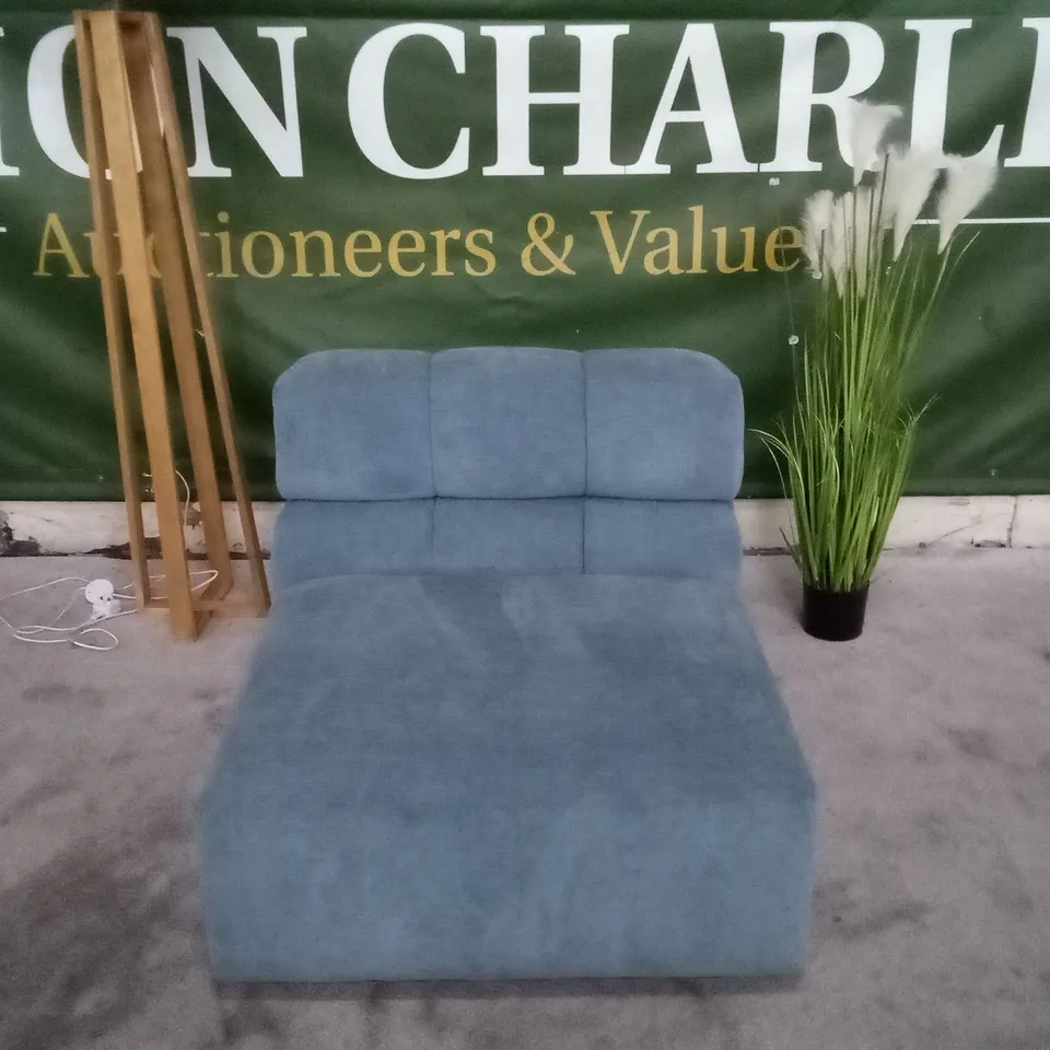 QUALITY DESIGNER ARMLESS CHAIR - LIGHT BLUE FABRIC 
