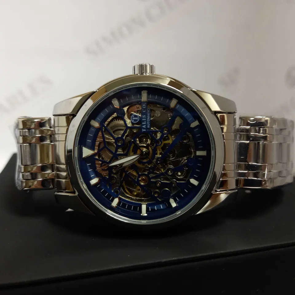 TALIS CO BLUE SKELETON DIAL BRACELET STRAP WRISTWATCH RRP £599