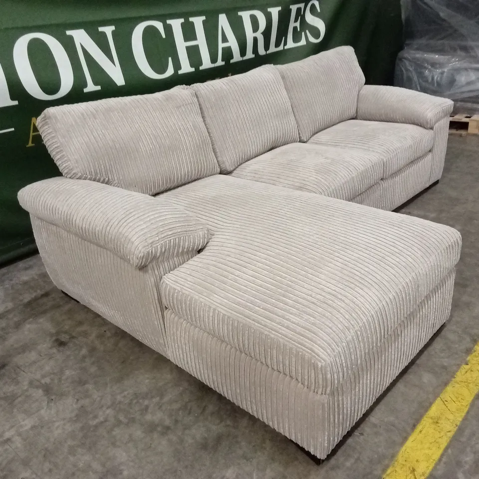 AMALFI 3 SEATER STANDARD BACK LEFT HAND FABRIC CORNER CHAISE SOFA - CREAM RRP £899