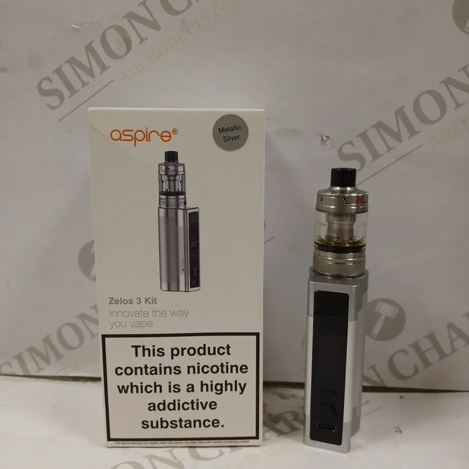 BOXED ASPIRE ZELOS 3 KIT METALLIC SILVER VAPE