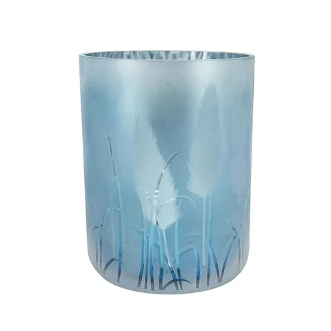 HOME REFLECTIONS FROSTED GLASS HURRICANE WITH LED LIGHT STRANDS