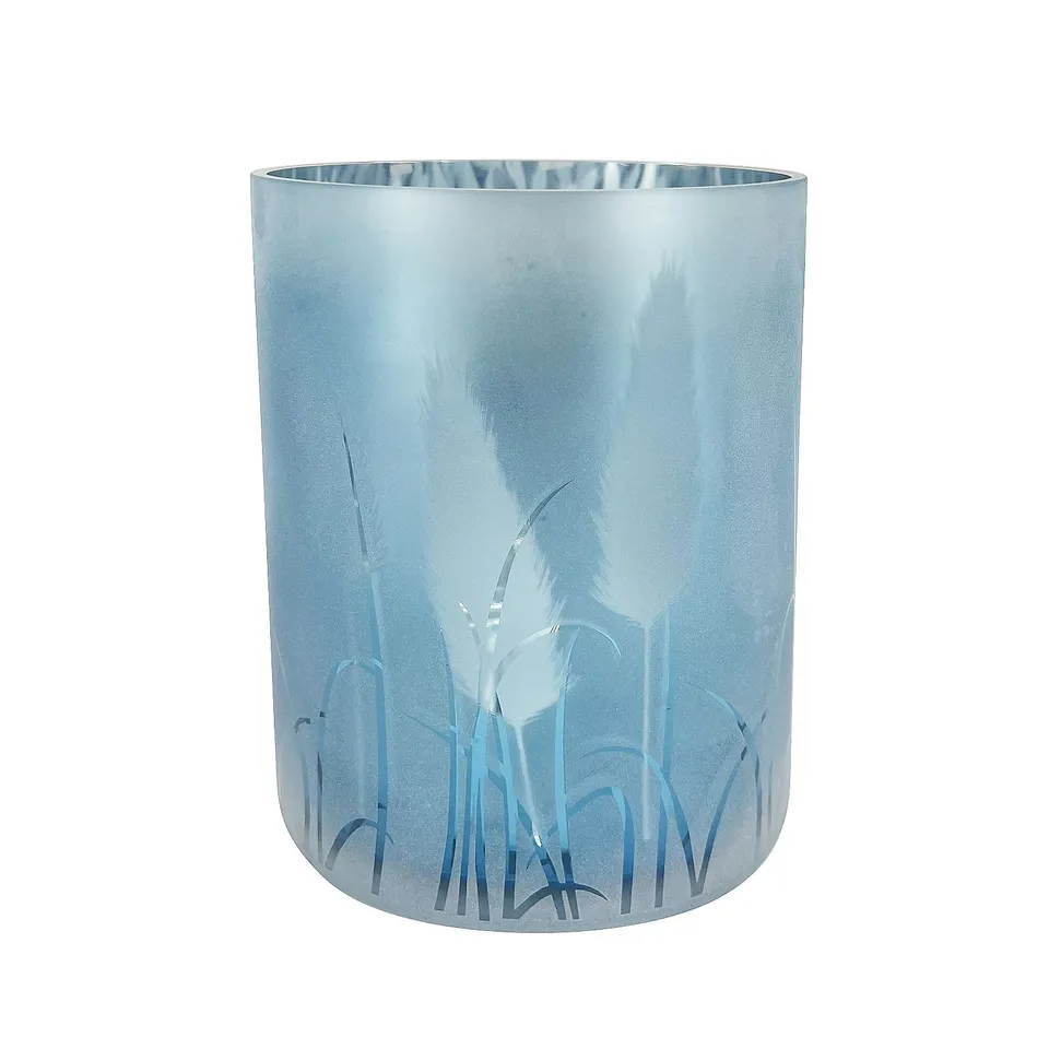 HOME REFLECTIONS FROSTED GLASS HURRICANE WITH LED LIGHT STRANDS