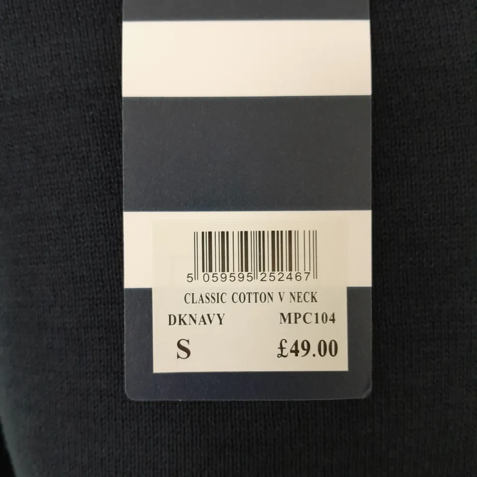 CREW CLOTHING CLASSIC COTTON V-NECK IN NAVY - S