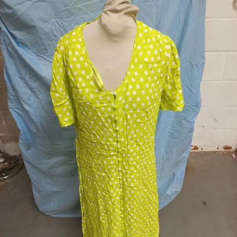 M&S COLLECTION LIME GREEN POLKA DOT DRESS – WOMEN'S - UK SIZE 12 
