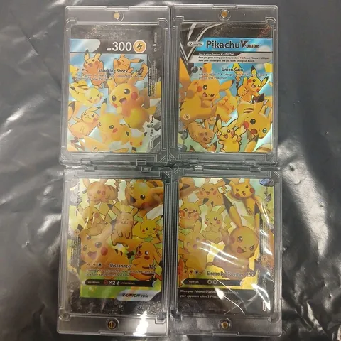 LOT OF 4 POKÉMON TRADING CARD GAME PIKACHU V-UNION CARDS IN PROTECTIVE CASES (SWSH139-142)