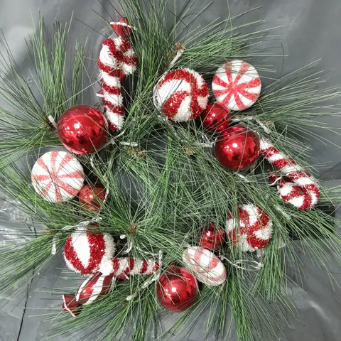 BOXED CANDY CANE CHRISTMAS WREATH