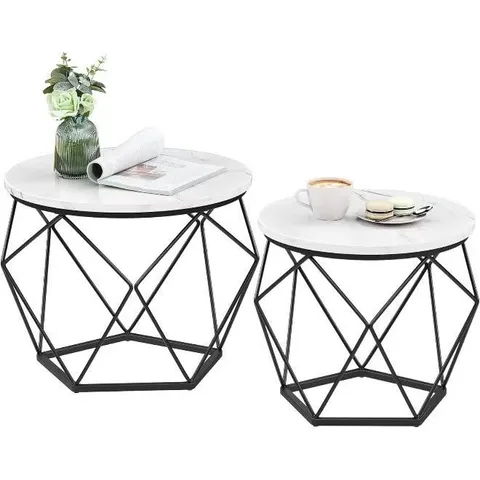 BOXED VASAGLE SET OF 2 ROUND COFFEE TABLES