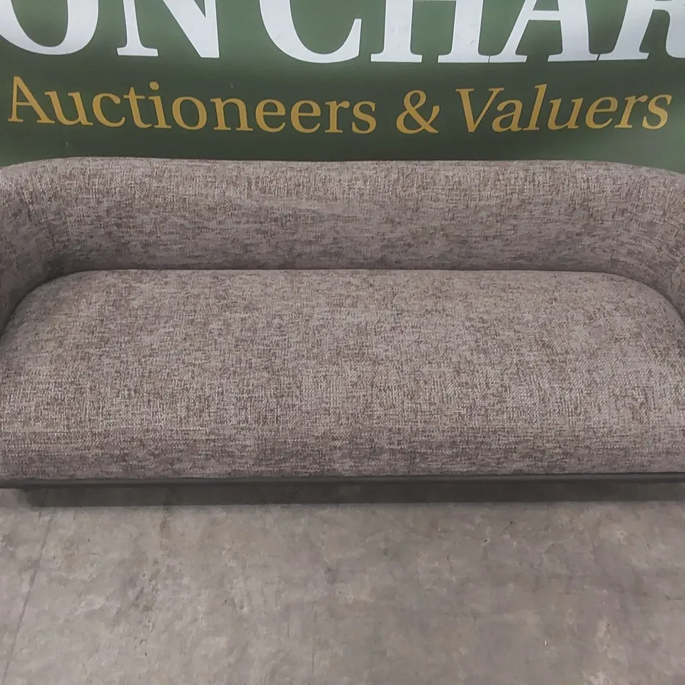 QUALITY DESIGNER DANETTI FLORENCE MOCHA FABRIC WITH DARK WOOD 3 SEATER SOFA RRP £1429
