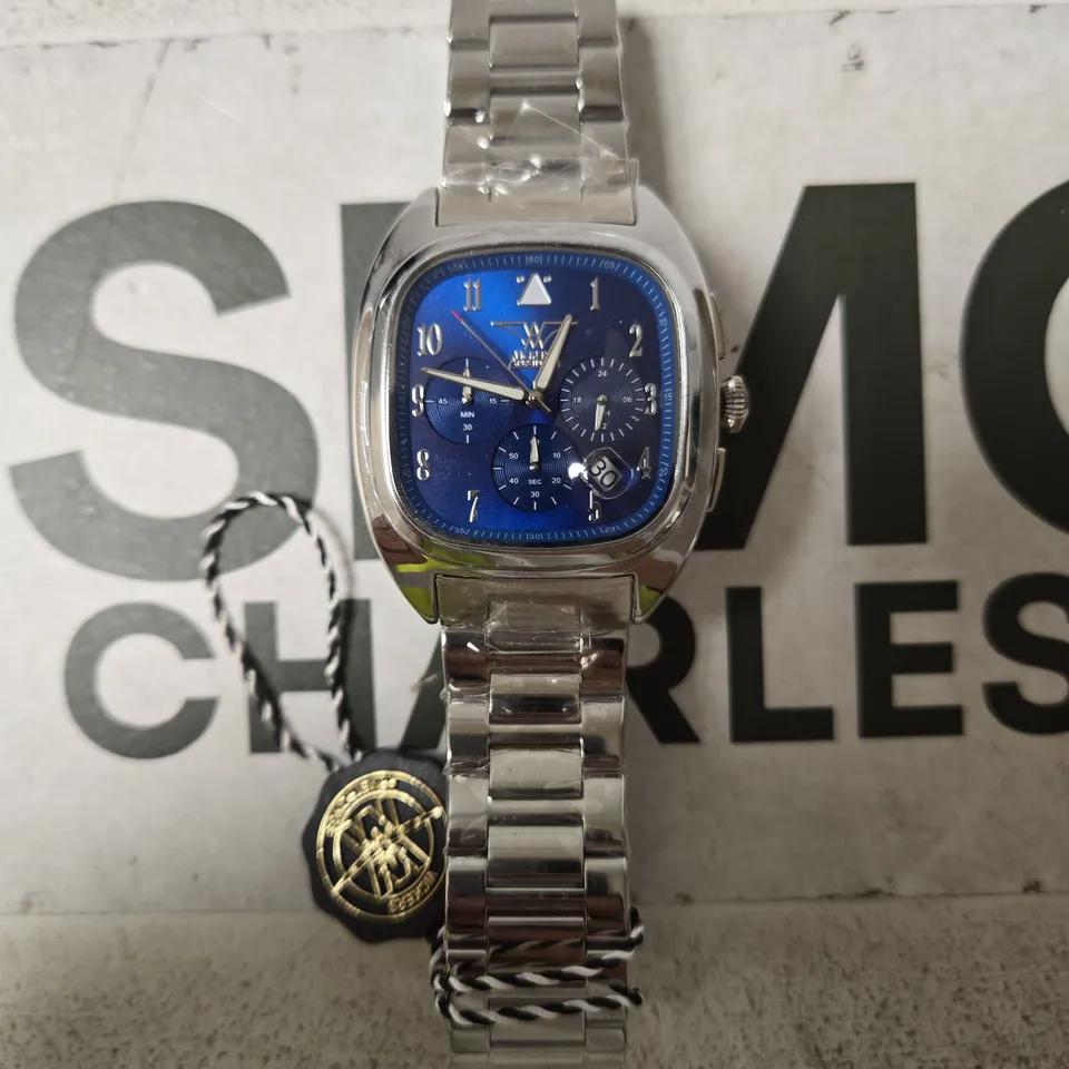 VICKERS ARMSTRONGS SILVER WATCH WITH BLUE FACE 