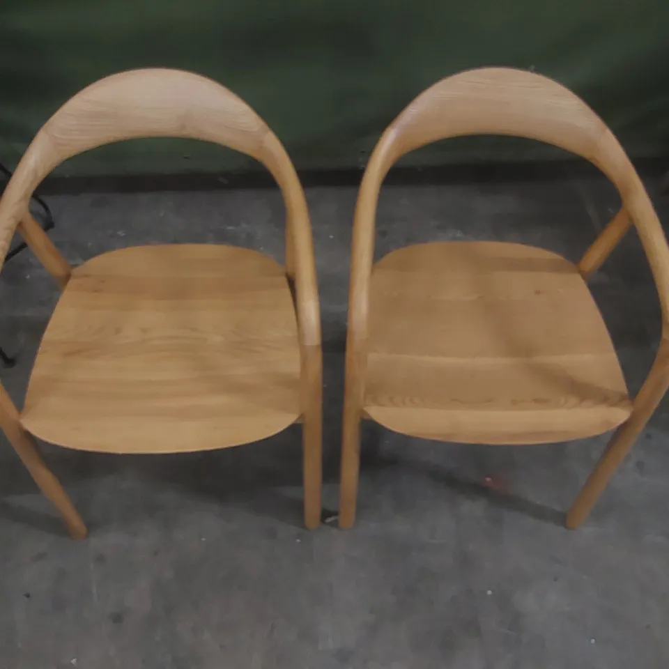 PAIR OF DESIGNER SOLID WOOD DINING CHAIRS