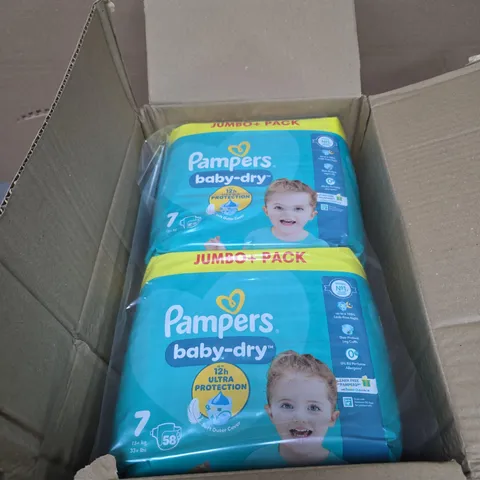 2 X PAMPERS BABY DRY JUMBO PACK 15KG+  BOXED