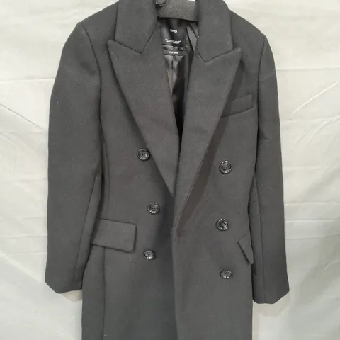 MNG WOOL BLEND BLACK LONG JACKET - EUR XXS