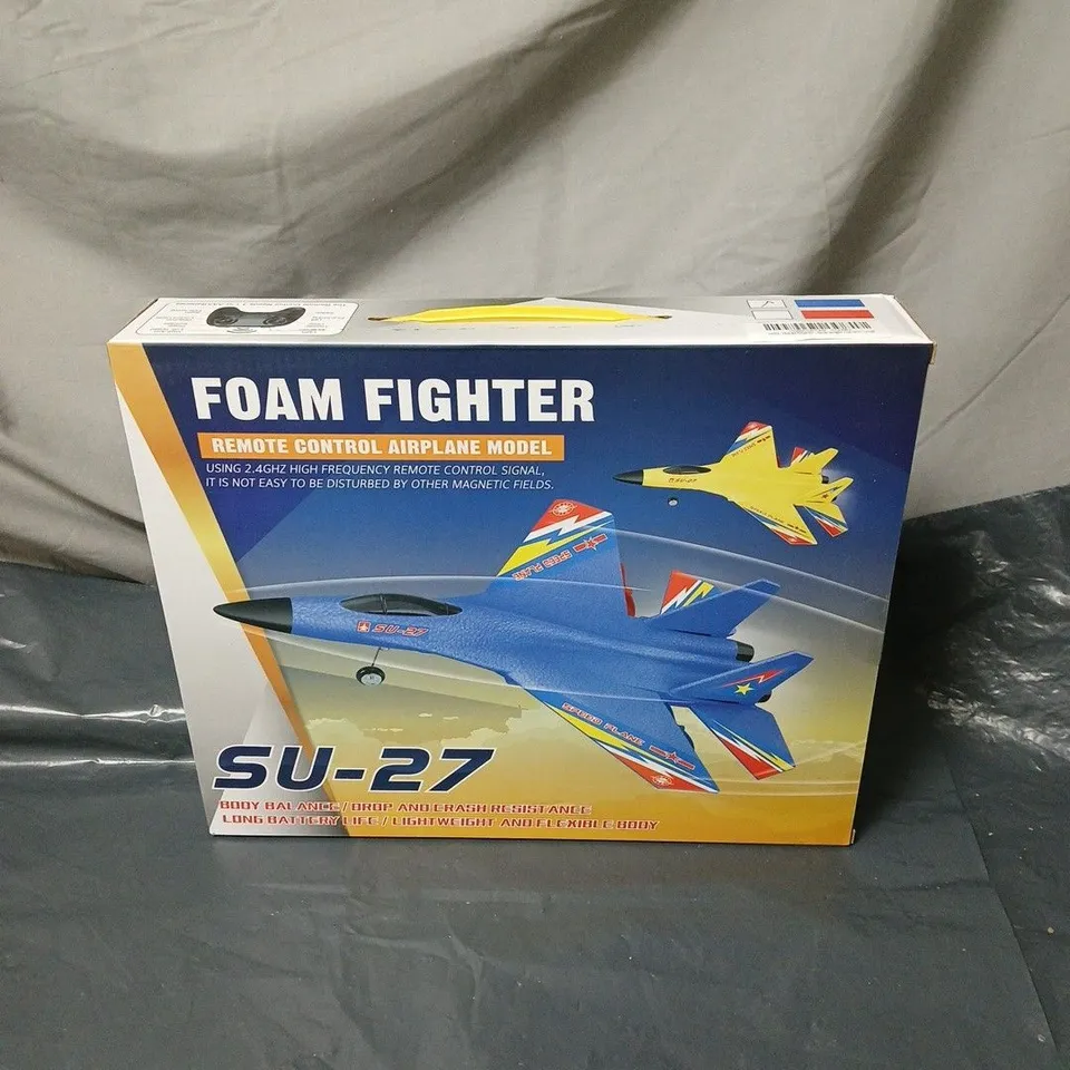 FOAM FIGHTER REMOTE CONTROL BLUE AIRPLANE MODEL SU-27 BOXED