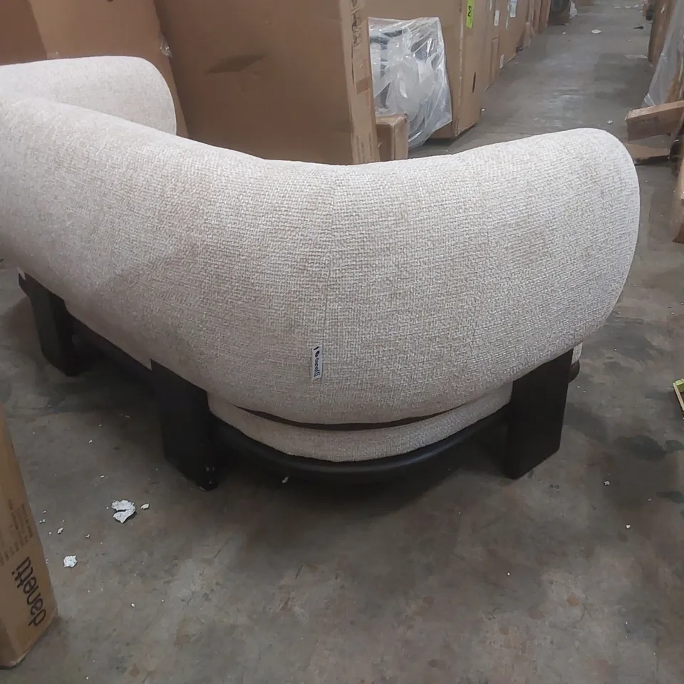 DANETTI FLORENCE NATURAL FABRIC WITH DARK WOOD 2 SEATER SOFA