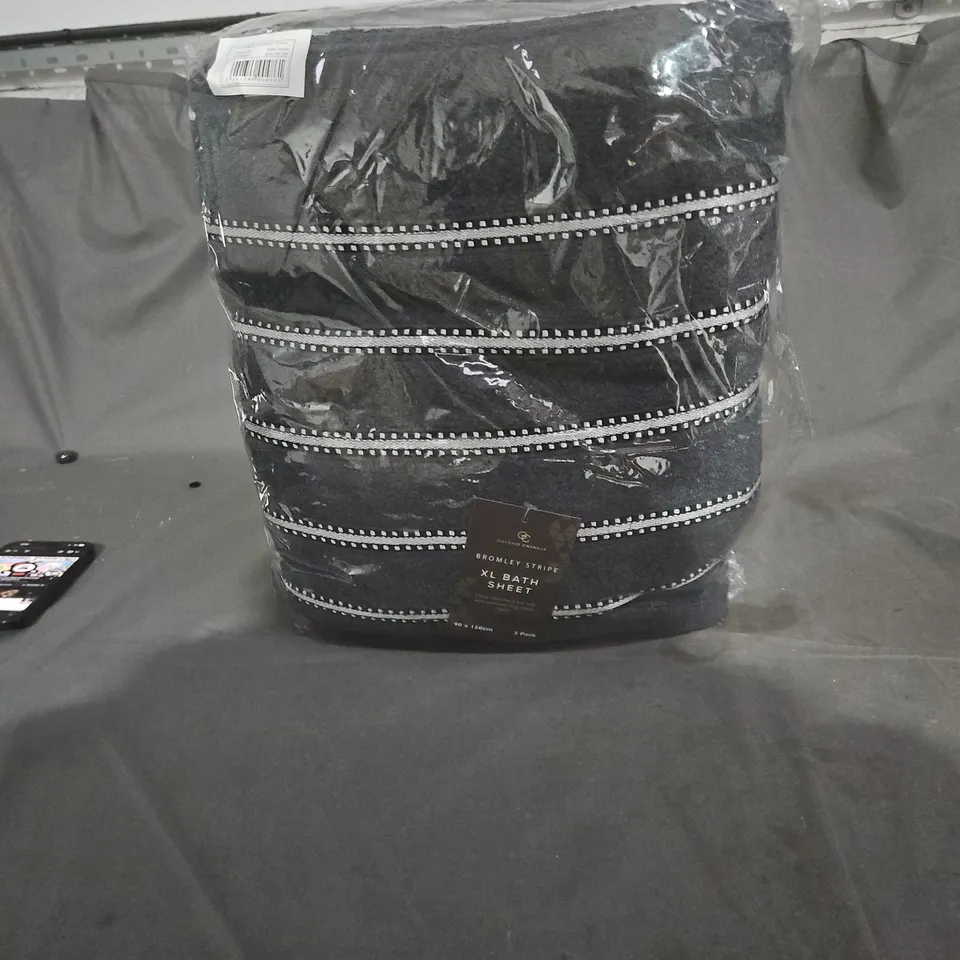 BROMLEY STRIPE XL BATH SHEET – NAVY, 90 X 150 CM, 3 PACK