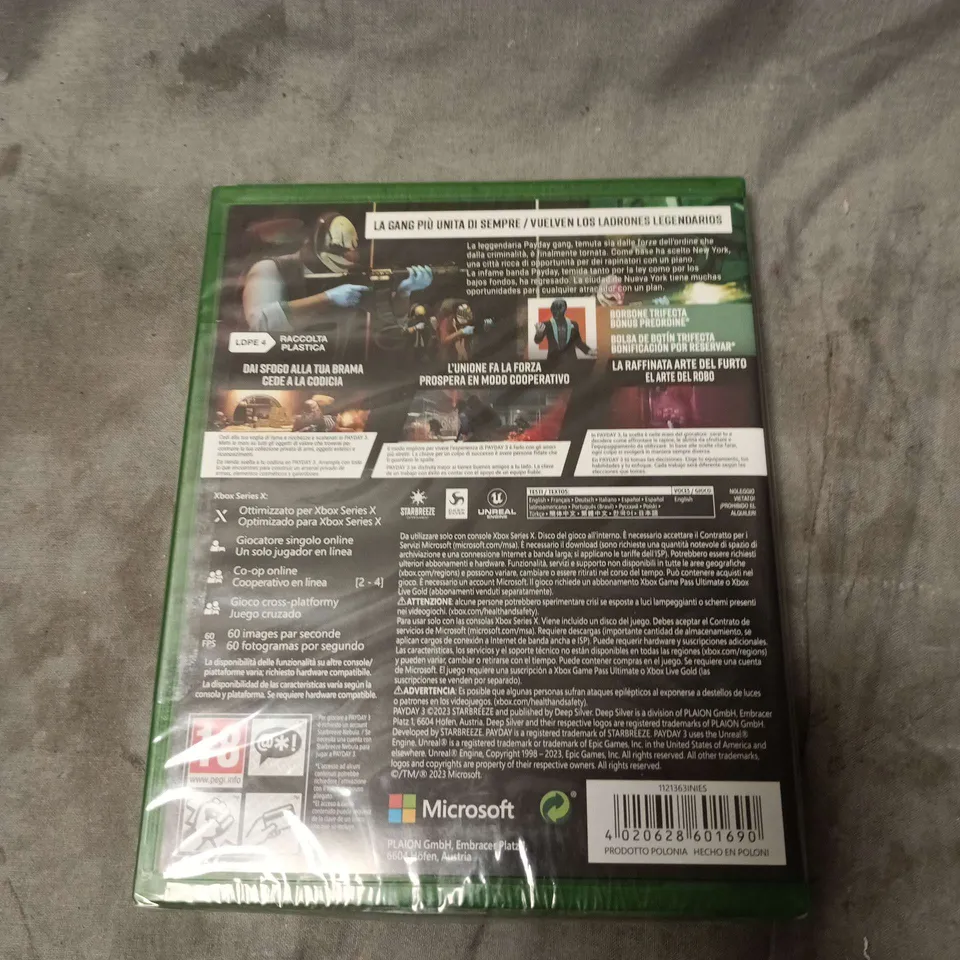SEALED PAYDAY 3 DAY ONE EDITION FOR XBOX SERIES X (NON UK EDITION) 
