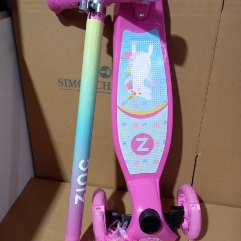 ZINC THREE WHEELED LIGHT UP SCOOTER (UNICORN)