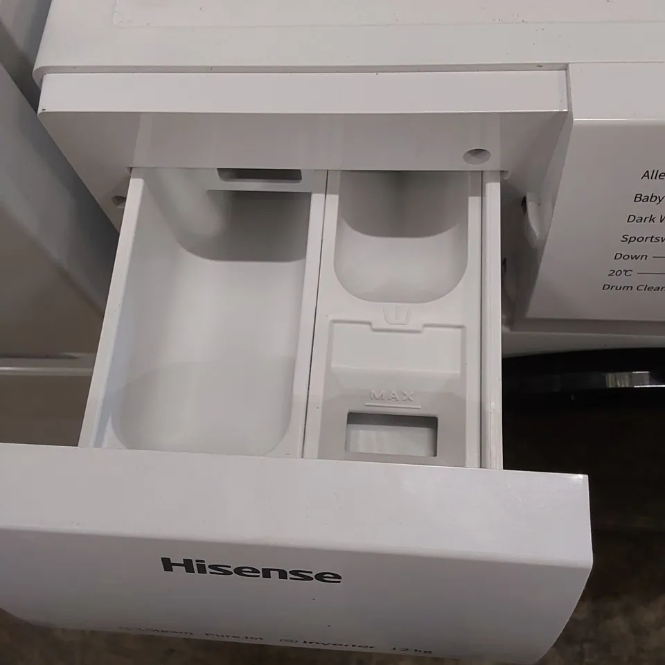 HISENSE FRONT LOAD 12KG WASHING MACHINE IN WHITE, MODEL: WFQA1214EVJM