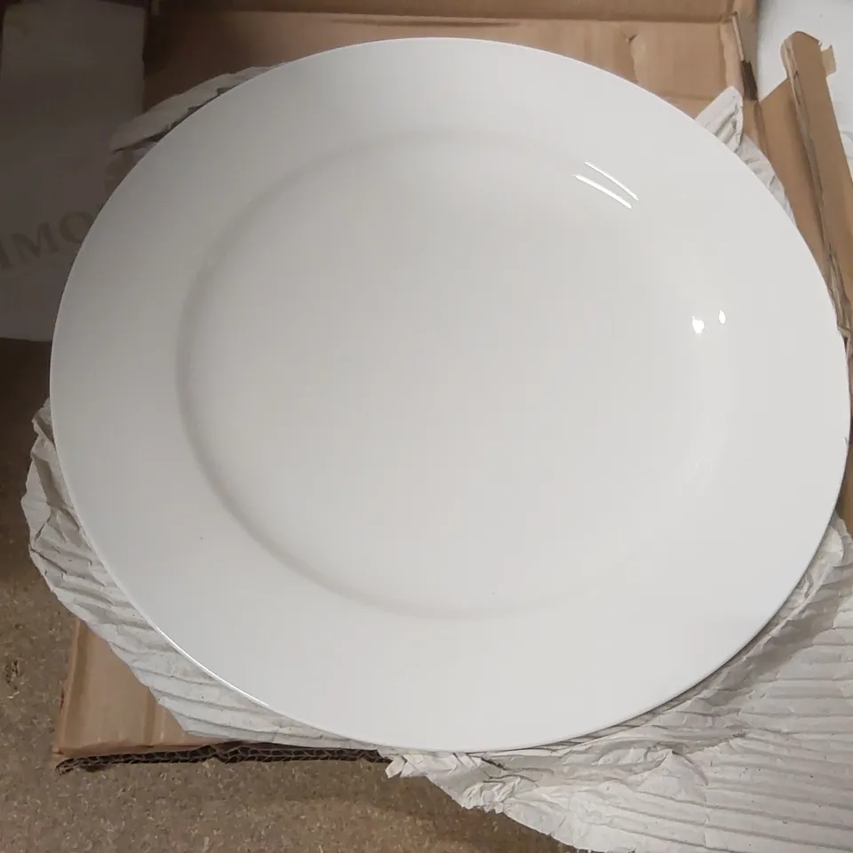 BOX CONTAINING APPROXIMATELY 9x BRAND NEW 2PCS LUMINA FINE CHINA WIDE RIMMED ROUND PLATES 12"