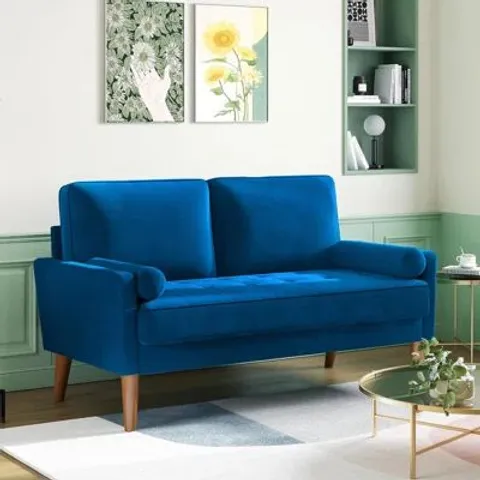 BOXED SMALL 2 SEATER SOFA, COMFY SOFA COUCH WITH SPRING CUSHION 