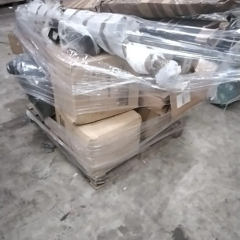 A PALLET OF ASSORTED NEO PRODUCTS WHICH INCLUDE; PARASOLS, KAMADOS ETC